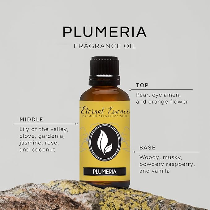 Eternal Essence Oils Plumeria 30ml Premium Fragrance Oil - for Candle, Soap Making, Aromatherapy, Diffusers, Home Care, & Humidifiers