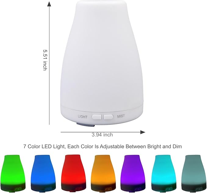 EcoGecko Essential Oil Diffuser, Aroma Oil Diffuser with Color Changing LED Lights Includes Cinnamon and Orange Oils