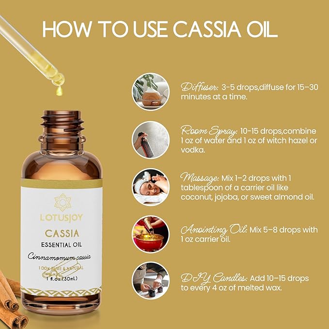 Cassia Cinnamon Bark Essential Oil for Room Spray, Diffuser, DIY Home Crafts - 1 Oz