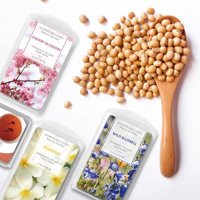 STRN Wax Melts Premium Plant Based Natural Soy 8 Pack Wax Cubes for Warmers, Long-Lasting Highly Scented Essential Fragrance Oil Soy Wax Melts Tarts (8x2.5oz)