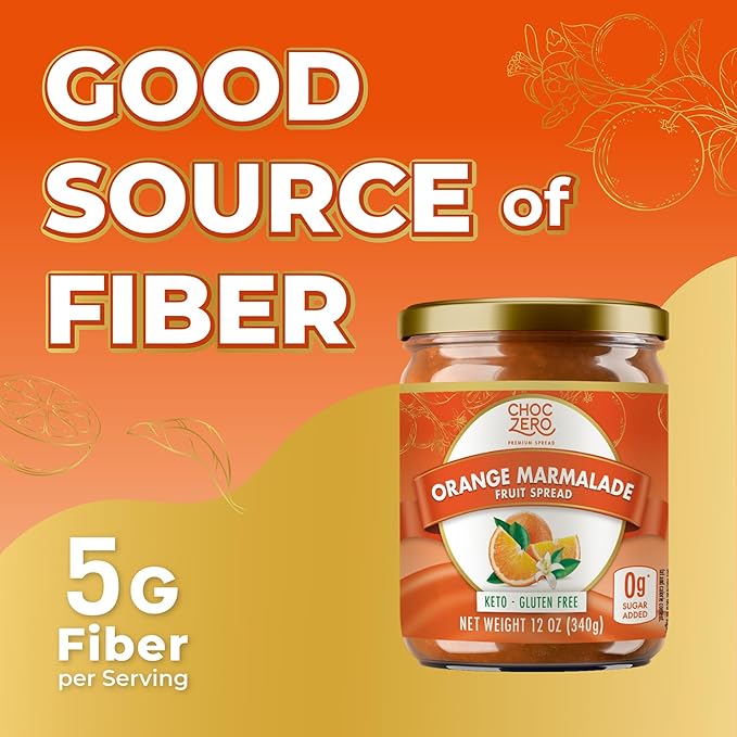 ChocZero Sugar Free Orange Marmalade - Sweet Keto Jam Spread with Oranges - No Added Sugars (1 Jar, 12oz)