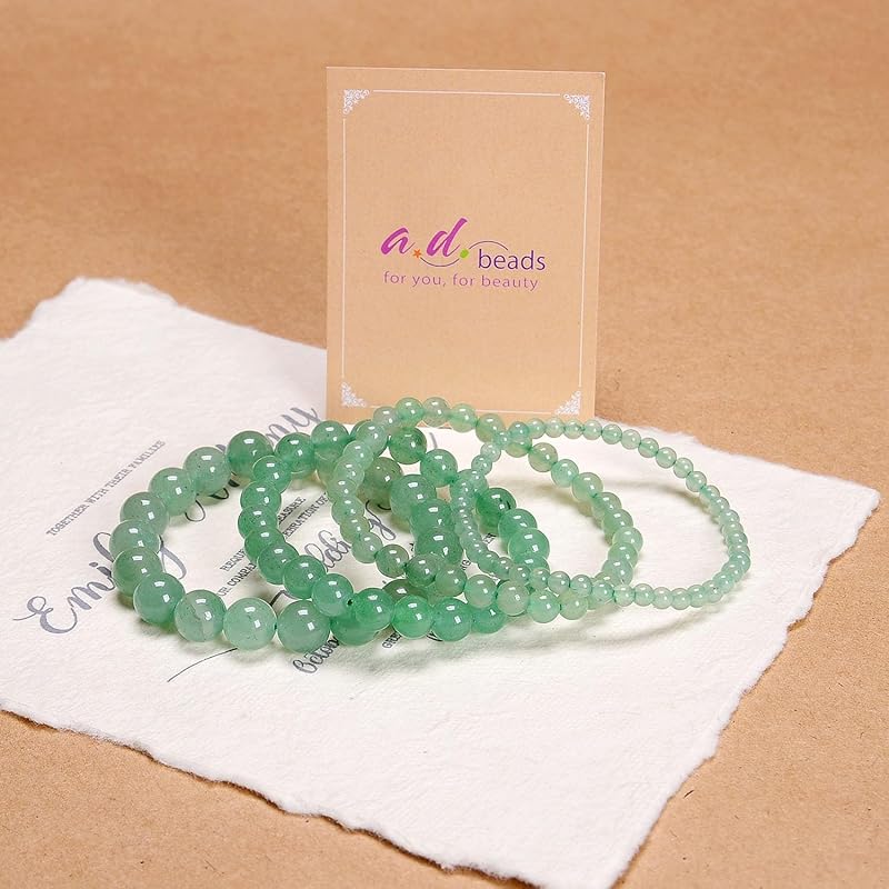 AD Beads Handmade Gemstone Stretch Elastic Bracelet Crystal Healing Reiki Nature's Beauty and Spiritual Essence Unisex (12mm, Green Aventurine (Opportunity))