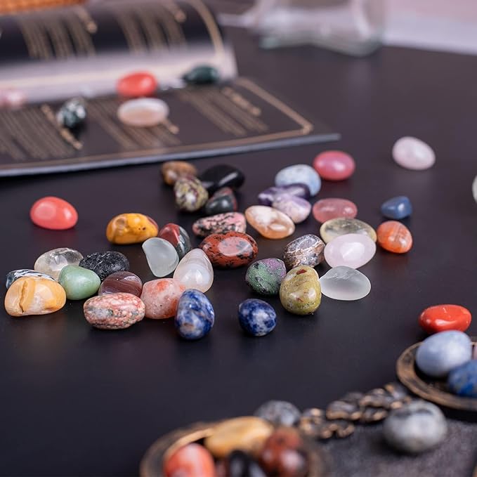 Polished Multicolor Healing Crystal Stone Set – 24 Types of 0.6" Handpicked Tumbled Stones for Healing, Reiki, Meditation, Crafting, Home Decor, Ethically Sourced, Mixed Crystals-0.6"