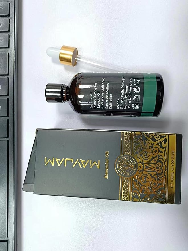 Lemon Eucalyptus Essential Oil, MAYJAM 3.38FL.OZ/100ML Large Volume Lemon Eucalyptus Oil with Premium Glass Dropper, Perfect for Soaps, Candles, Diffuser