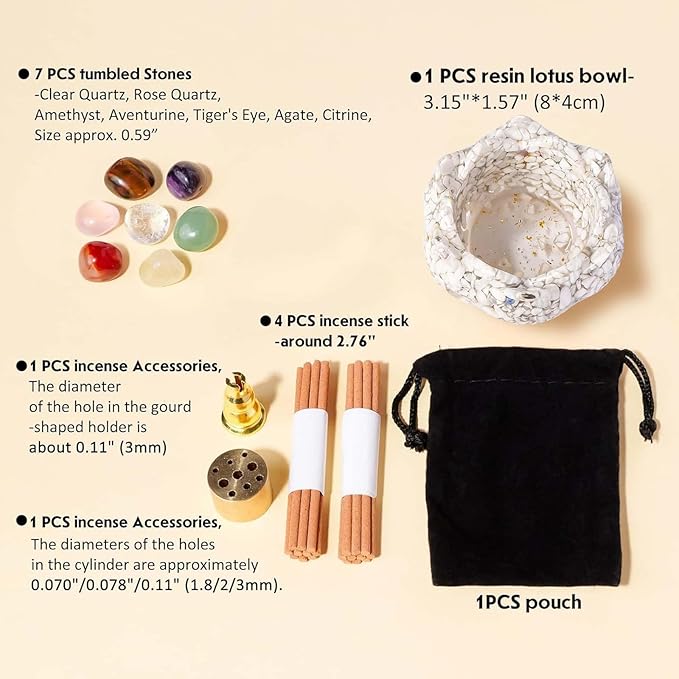 Incense Burner Resin Crystal Lotus Flower Incense Holder for Inserting Incense Removable Ash Collector for Meditation Room and Home Decor (White Turquoise, 3.15")