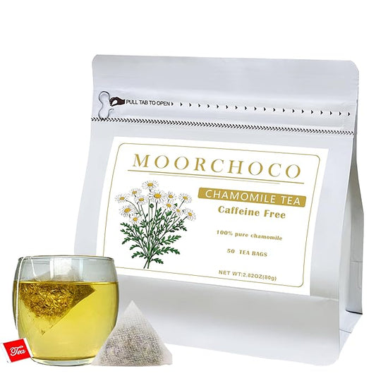 80g/2.82Oz Chamomile Tea bags, 50 Teabags - Pure & Natural Chamomile Flower Herbal Tea for Relaxation - Non-GMO - Caffeine-free
