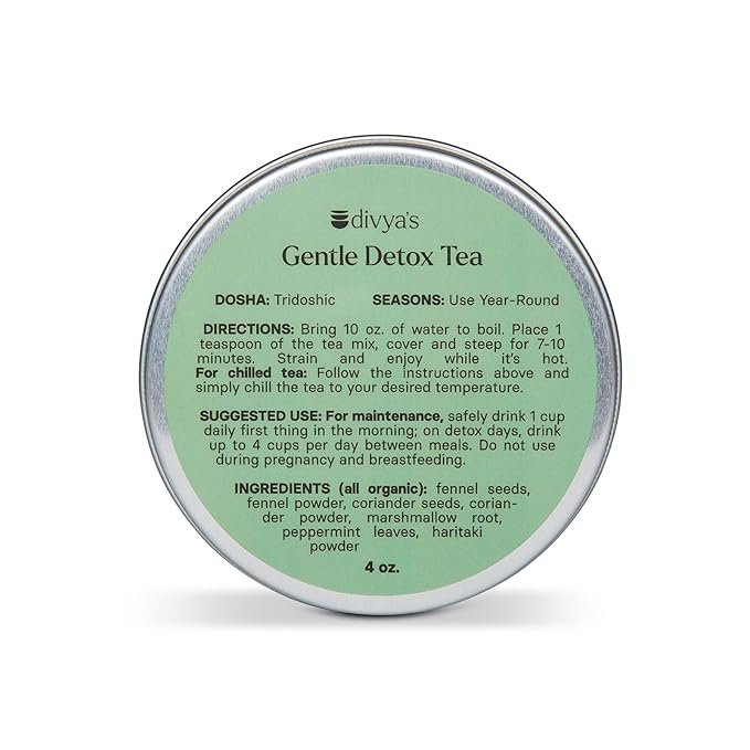 Divya's Detox Tea, Ayurvedic Herbal Tea with Gentle Cleansing Herbs, Helps with Digestion, and More, Caffeine Free, Organic, Non-GMO, Ayurvedic, Loose Leaf Tea