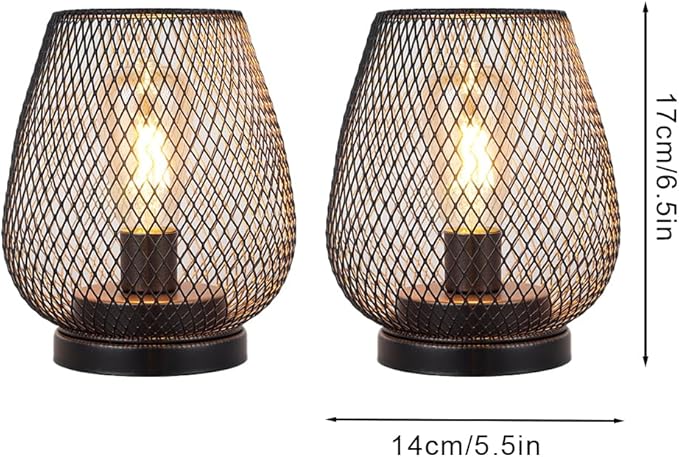 JHY DESIGN Set of 4 Metal Cage LED Lantern Battery Powered Cordless Accent Light with LED Great for Weddings Parties Patio Events for Indoors Outdoors