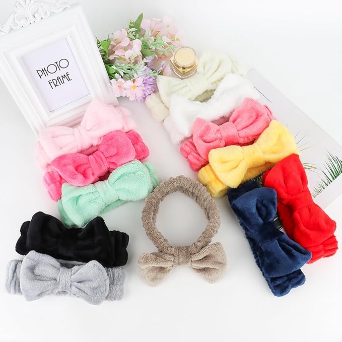 Casoty 12 Pack Skincare Headband for Washing Face Cute Face Wash Spa Headband for Women Makeup Hair Band Stocking Stuffers for Teen Girls Spa Party Hair Accessories Gifts for Women Girls
