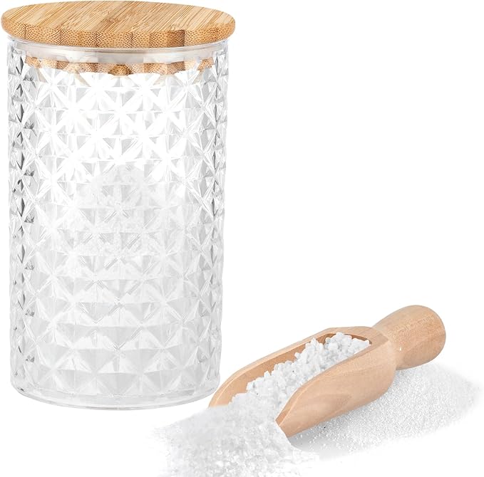 1200ML/42OZ Acrylic Bath Salt Jar with Wooden Scoop Bath Salt with Lids and Scoop Bath Salt Container Bath Salt Big Jar for Salt Candy Tea