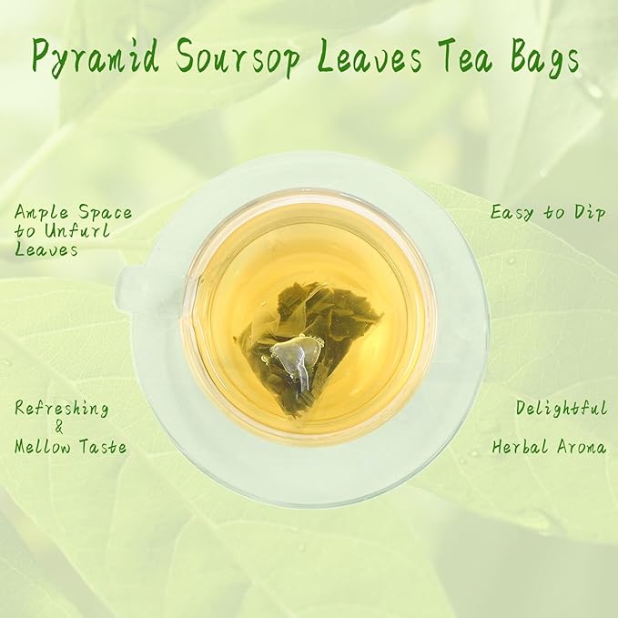 Jarteela - Soursop Tea Bag, 1.5g x 60 Count - Pure Graviola Tea - Natural Soursop Leaves Herbal Tea Bags - Non-GMO - Caffeine-free Tea - Support Digestive & Healthy Skin