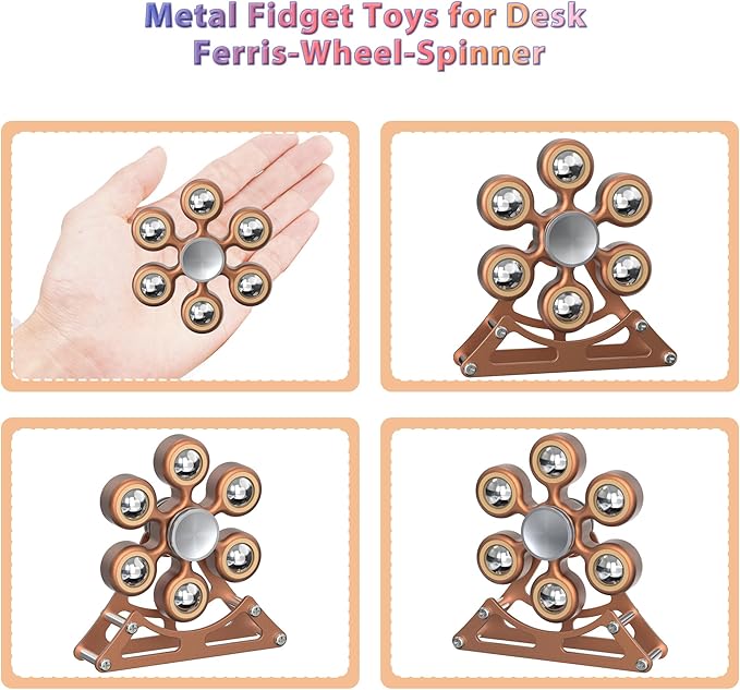 Desk Toys for Fidget Ferris-Wheel Spinner: 4mins Metal Cool-Gadgets Kinetic-Toy, Cool-Stuff for Kid Children Teen Adult EDC-Toy, ADHD Tools Stress Relief for Office Home School Men Woman Christmas