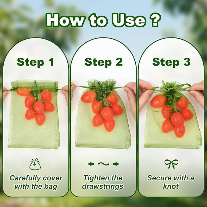 50 PCS 6x9 Inch Olive Green Organza Bags, Mesh Bags Drawstring Small Fruit Protection Bag for Christmas Gift, Party Favors, Wedding, St. Patrick's Day