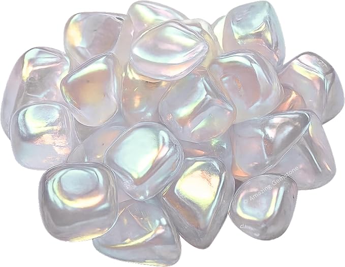 Amazing Gemstone Angel Aura Quartz Crystals and Healing Stones - 1000+ Carats, Healing Stones for Energy Balance, Stress Relief - Premium Polished Gems Rocks for Meditation & Wellness