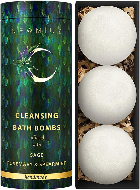 Sage Bath Bombs Spiritual Bath Energy Clearing Protection Shielding Smokeless Smudging Sage Rosemary and Spearmint Relaxation Stress Relief Spa Gift