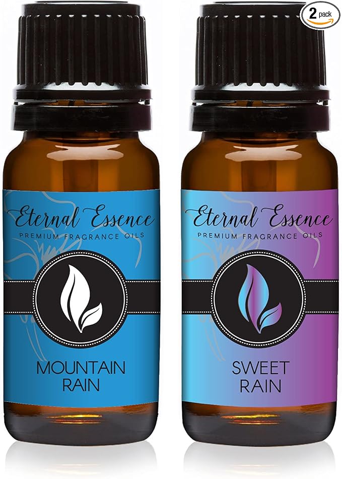 Eternal Essence Oils 2 Pack 10ml Premium Fragrance Oil - Mountain Rain & Sweet Rain - for Candle, Soap Making, Aromatherapy, Diffusers, Home Care, & Humidifiers