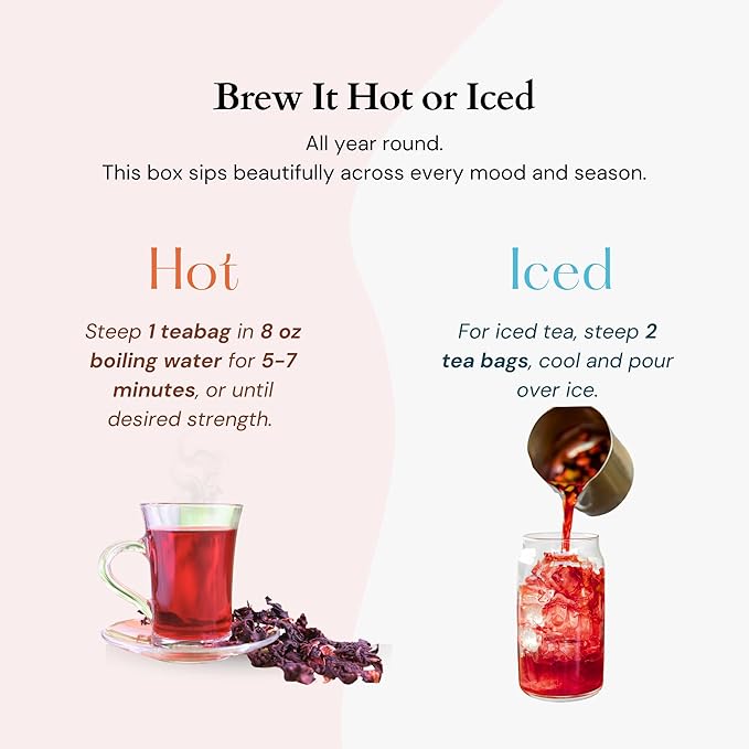 Sippingly Hibiscus Tea Sampler Box - 8 Premium Hibiscus-Infused Blends. 32 Biodegradable Tea Bags. Caffeine-Free, Antioxidant-Rich, Fruity & Floral Herbal Tea Gift Set.
