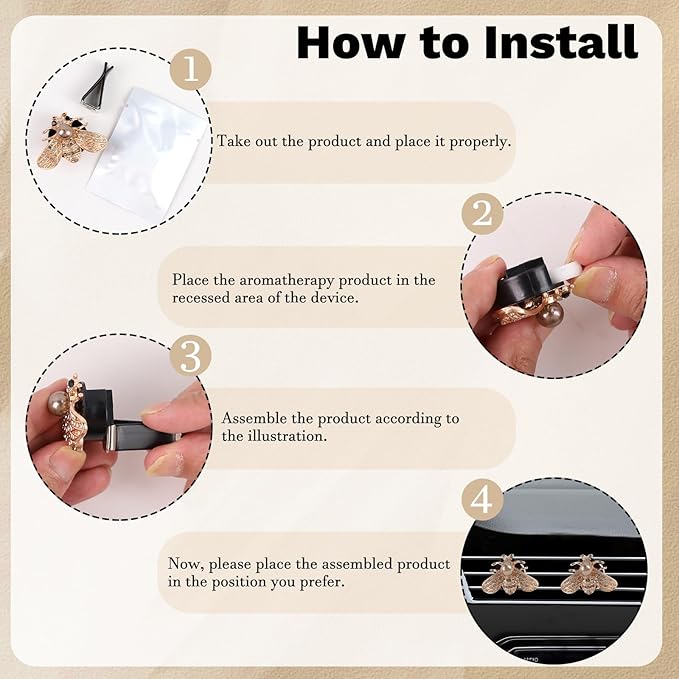 2Pcs Car Vent Clips Air Fresheners - Bling Crystal Cute Bee Car Accessories Dashboard Decorations, Cars Interior Diffuser Decor Gift for Women Lover and Friend