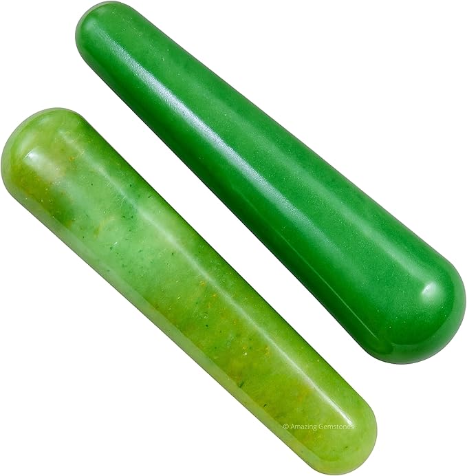 Amazing Gemstone Green Aventurine Crystal Wand Massage Stick - Pelvic Wand Gua Sha for Adults - Crystals and Healing Stones Massage Wands for Adults Gifts (Smooth)