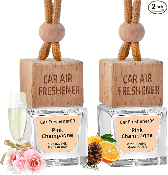 Car Air Freshener Hanging Diffuser – Long-Lasting Essential Oil Scent (Up to 60 Days) – Non-Toxic & Eco-Friendly – 2-Pack Auto Fresheners Made in USA