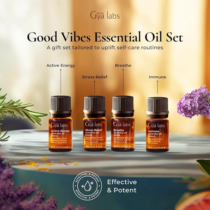 Gya Labs Good Vibes Essential Oil for Aromatherapy – 0.17 Fl Oz – Premium Grade Essential Oils for Diffuser, Aromatherapy, Hair Care, Skin Care, Body, Massage & DIY Candle Making Scents