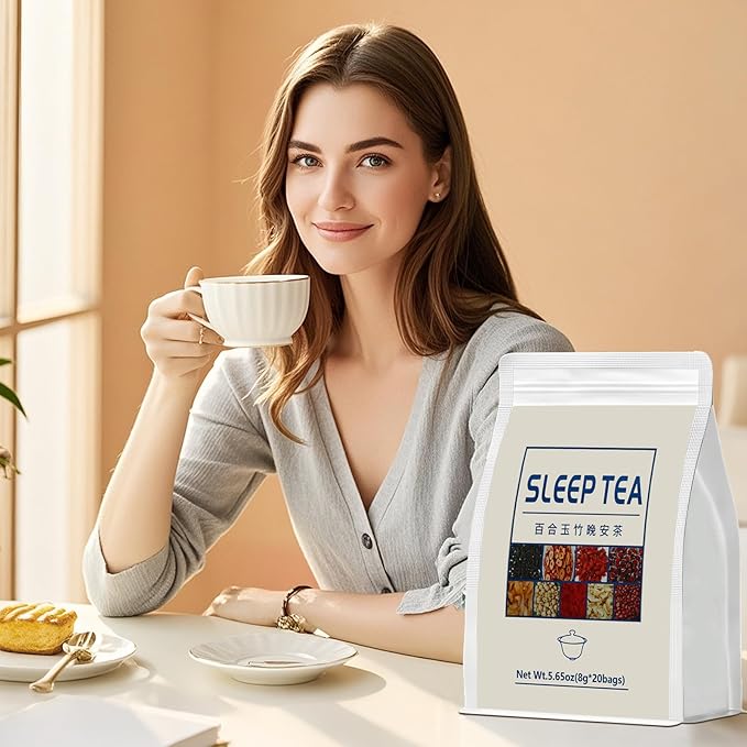 Sleep Herbal Tea - Night Time Tea for Bedtime - 20 Tea Bags with Mulberry, Red Date, Gardenia, Red Rose, Jade Bamboo, Lotus Seed, Goji Berry, Lily, Semen Ziziphi - Natural Night Sleeping Tea
