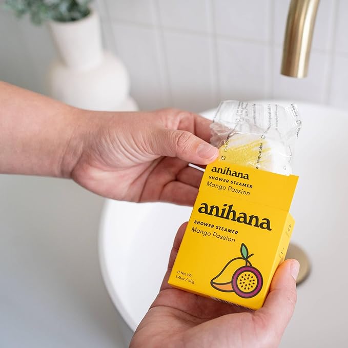ANIHANA Shower Steamers 4 Pack, Paraben Free, Cruelty Free, Refreshing Mango Passion Scent, 1.76 oz Each