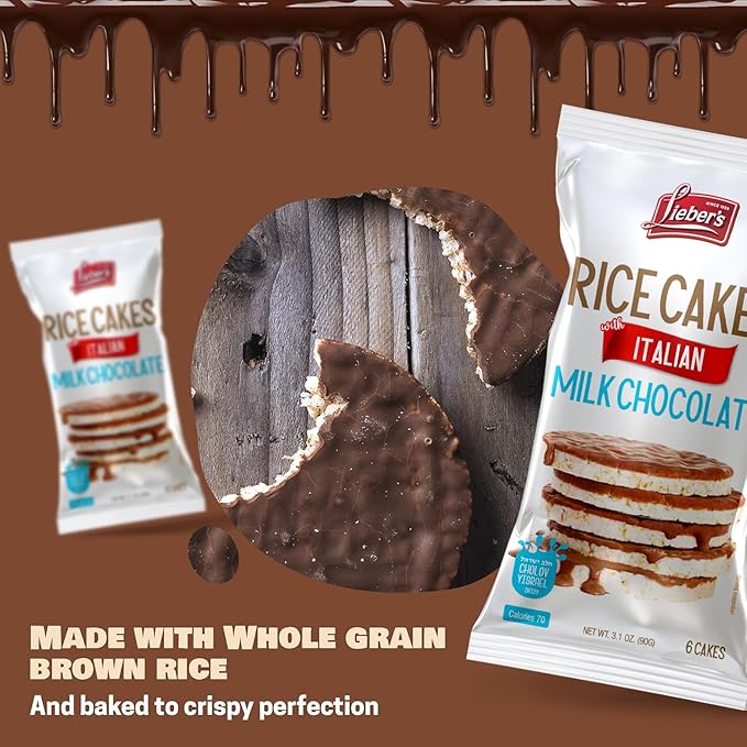 LIEBERS Kosher Certified Dairy Italian Milk Chocolate Rice Cakes, Gluten Free Snack Italian Milk Chocolate (pack of 3)…