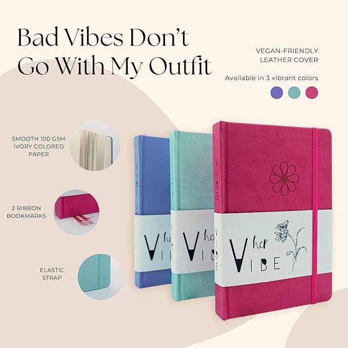 Her Vibe Journal | 13-Week Guided Mindfulness Journal for Women | Fresh Daily Prompts, Activities & Inspiration | Elegant Design & Dreamy Illustrations | Nurture Self-Love & Wellness | A5 Size | Premium Gift Box Included