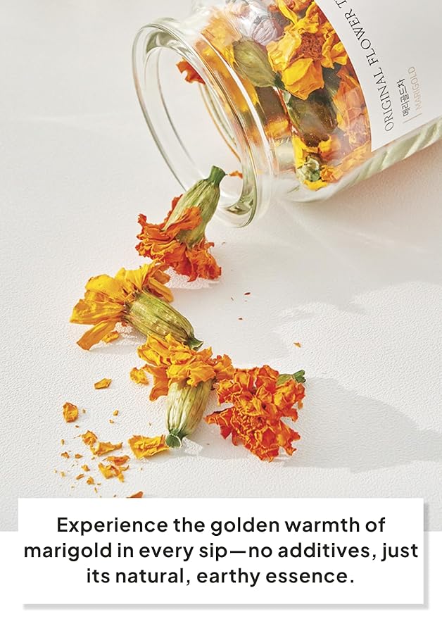 Korean Food, KKOKDAM Original Marigold Flower Tea, Decaf Floral Blend, Fully Natural Flowers, No Caffeine, Sugar Free, Zero Calories, Made in Korea,10g