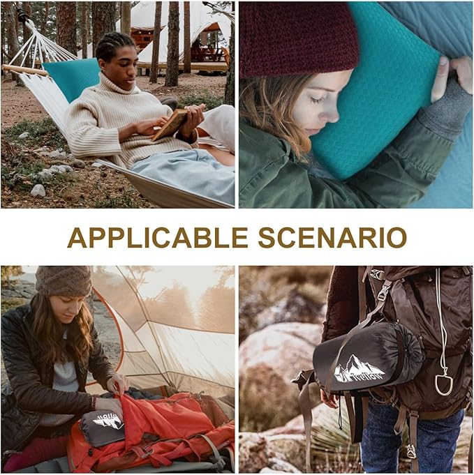 Ivellow Memory Foam Travel Pillow Compressible Camping Pillow for Sleeping Shredded Memory Foam Pillow Compact Firm Supportive Small Pillow for Adults Kids Outdoor Backpacking Hiking Essential Gear-S