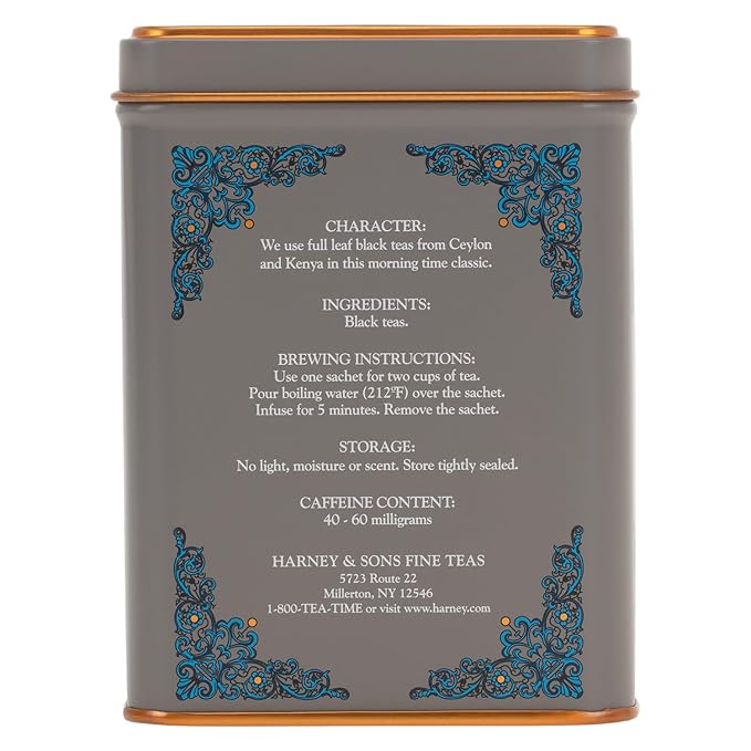 Harney & Sons English Breakfast Tea, Caffeinated, 20ct sachet tin, HT Tea Blends