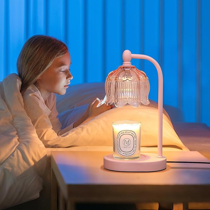 Pink Candle Warmer Lamp with Timer and Dimmer,Mother's Day Gifts for Mom/Wife, Melt Wax Warmer Lamp with 2 Bulbs for Candle Jars House Warming New Home Decor