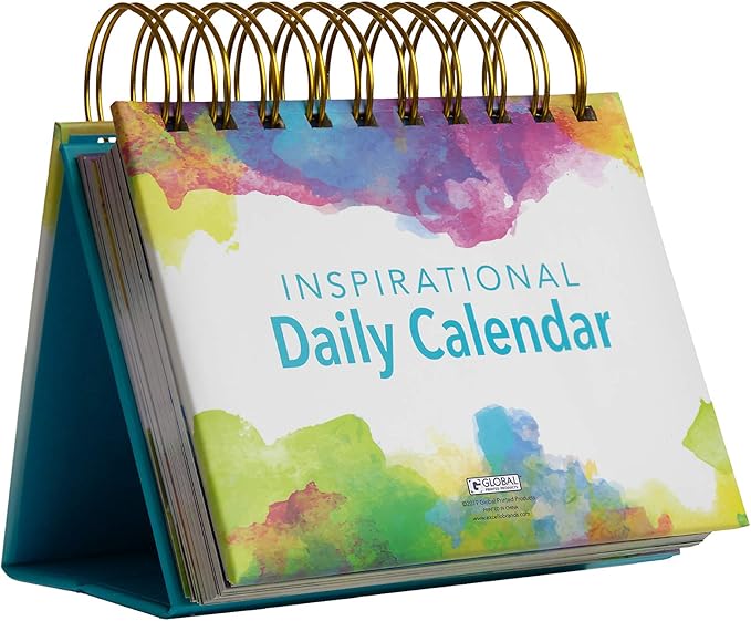 Global Printed Products Motivational & Inspirational Perpetual Daily Flip Calendar Self-Standing Easel (Watercolors)