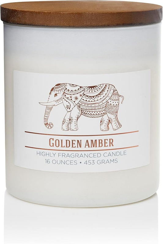 CAROLINA Golden Amber Scented Candle, 16 oz Wellness Relaxing Aromatherapy Candle, 2 Wick White Jar Soy Blend Wax, Candles for Home, 60H Burn - Made in The USA