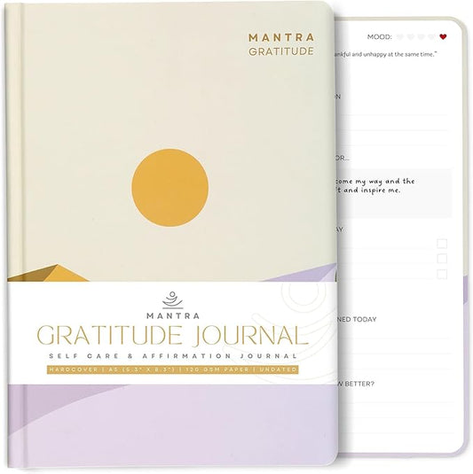 Gratitude Journal For Women & Men - Mental Health, Self Love & Self Care Journal - Evening - 5.8" x 8.3" - Mantra Planner