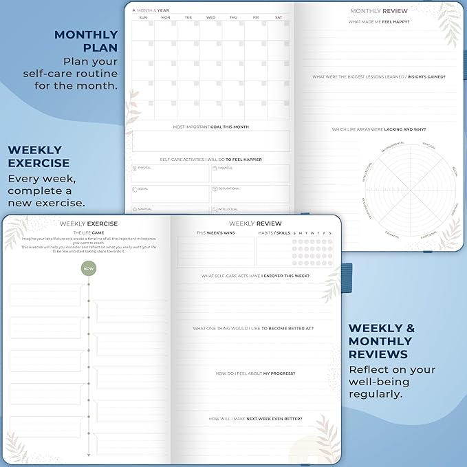 Clever Fox Self-Care Journal Premium – Daily Gratitude & Mental Health Notebook for Women – Reflection & Personal Development Journal (Mystic Blue)