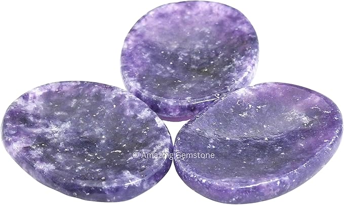 Amazing Gemstone Lepidolite Worry Stone Crystals and Healing Stones - Worry Stones for Stress Relief Gifts - Piedra Crystal Fidget for Meditation, Calming, Relaxation -
