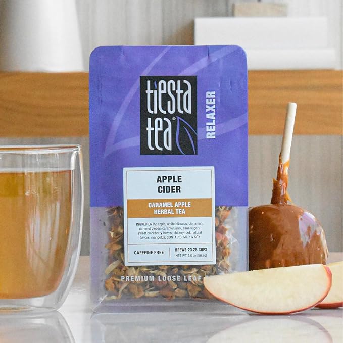 Tiesta Tea Apple Cider, Premium Loose Leaf, Caramel Apple Herbal Tea, Non-Caffeinated, Real Fruit, Herbs and Spices, Relaxing Tea BlendsHot or Iced Brew Up to 20-25 Cups, 2oz Resealable Pouch