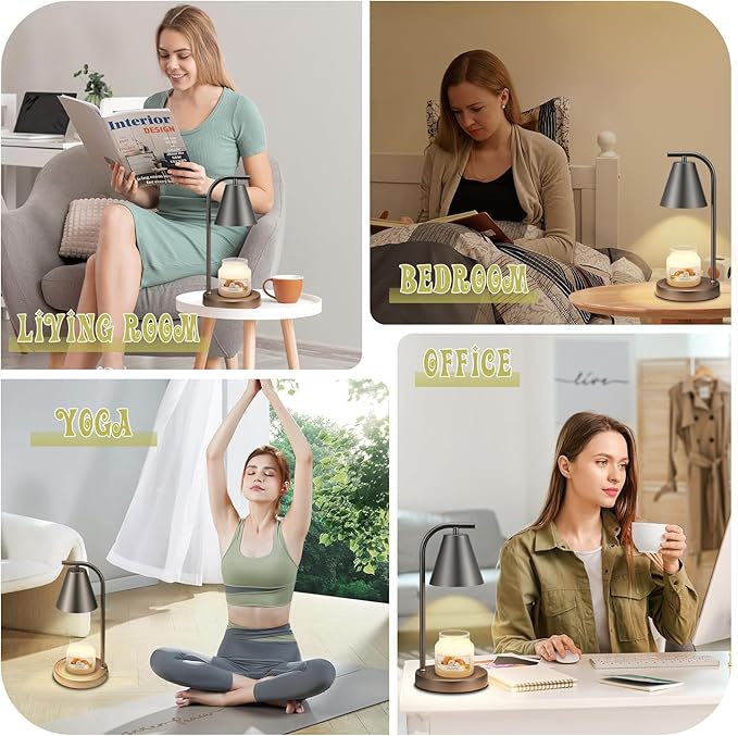 Grey Candle Warmer Lamp with Timer - Electric Candle Lamp for Scented Wax with 2 Bulbs - House Warming Gifts for Women