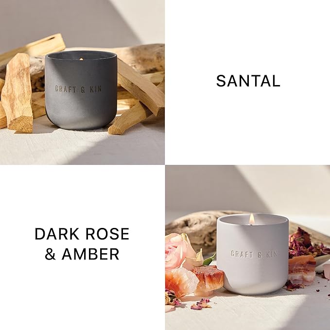 Craft & Kin Fall Scented Candles Discovery Set | 4 Pack of 3oz Candles | 20-Hour Burn Time, Soy Blend Wax, Cotton Wick, Ceramic Jars