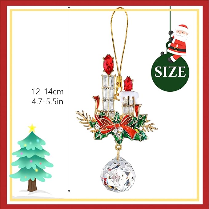 H&D HYALINE & DORA 4 Pcs Christmas Ornaments Set Cane Gift Box Bell Hanging Ornament Xmas Tree Ornament for Holiday Party Home Decor