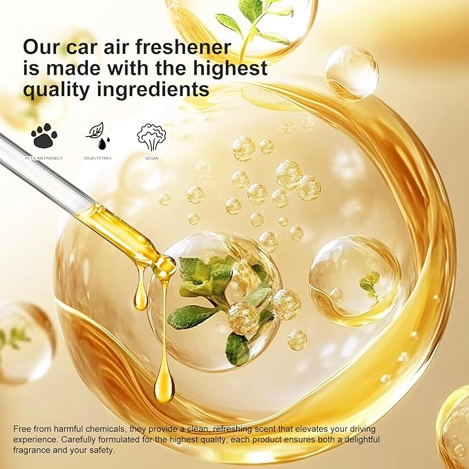 Car Air Freshener Hanging, 2 Pcs All Season Zen Tea Scent Drift Car Air Freshener, Wooden Fragrance Expanding Bottle Cap, 10ml Per Bottle, Used for Car Decoration and Fresh Air (All season Zen tea)