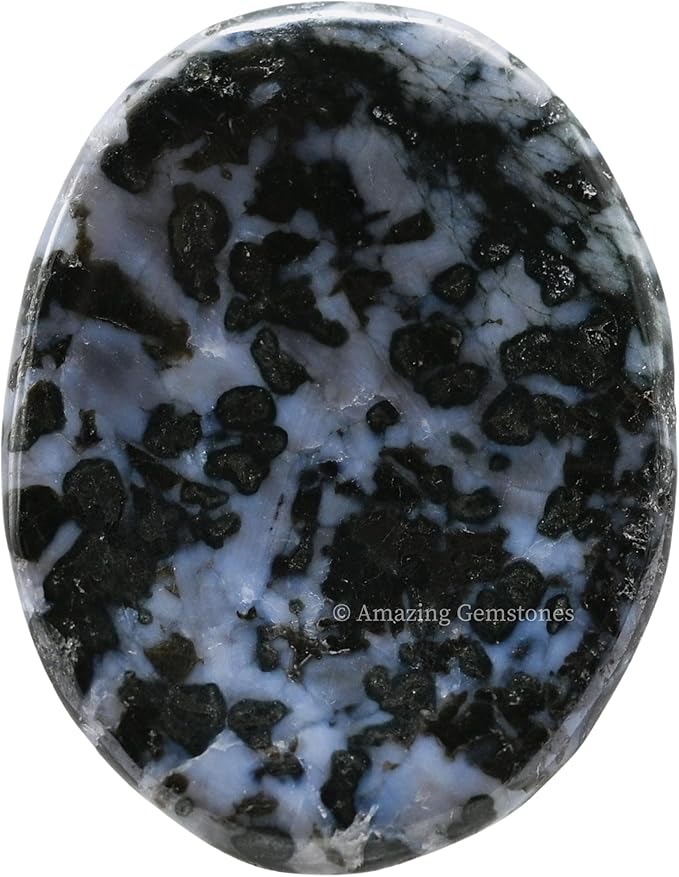 Amazing Gemstone Indigo Gabbro Worry Stone Crystals and Healing Stones - Stones for Stress Relief - Piedra Crystal Fidget for Meditation, Relaxation - Unique Stocking Stuffers and Birthday Gift