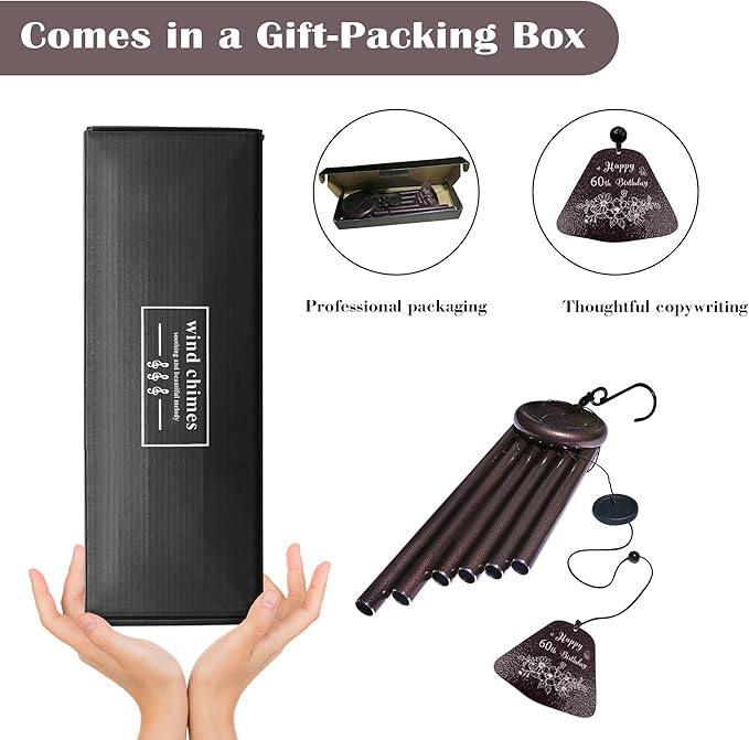 Birthday Gifts for Women/Men, Happy Birthday Decorations 32” Wind Chimes Outside, Wind Chimes for Mom Her Bestie Coworker Friend