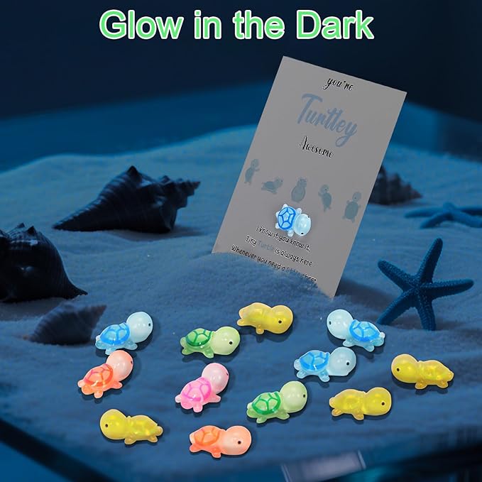 50 Set Employee Appreciation Gifts Bulk, You're Turtley Awesome Inspirational Turtle Gift - Glow in the Dark Mini Turtles with Greeting Cards - Appreciation Gifts for Staff, Volunteer, Teacher