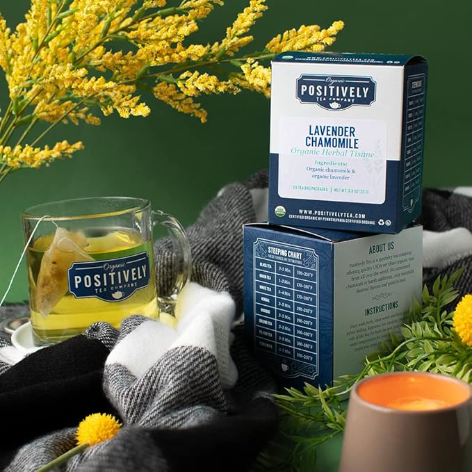 Organic Positively Tea Company, Lavender Chamomile, Herbal Tea Bags, 20 Count