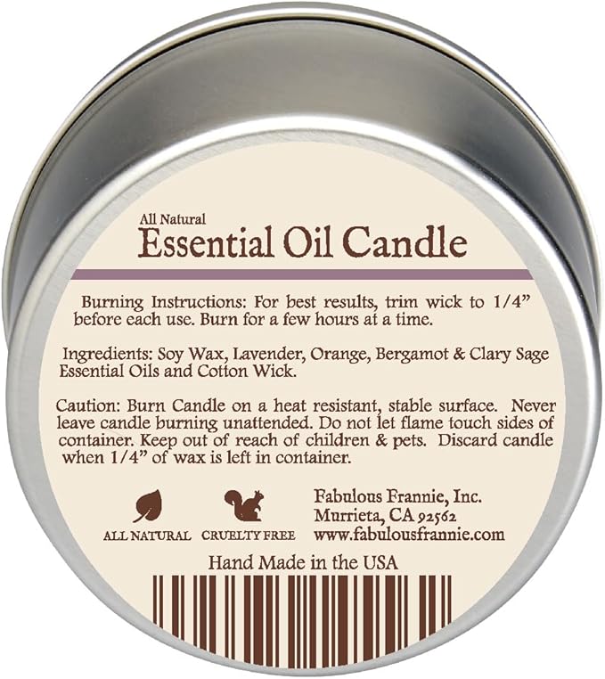 Fabulous Frannie Anxious Aromatherapy All-Natural Soy Candles Cotton Wick High Pure Essential Oil Scent 40 Hours Burn Time Gift for Women & Men 6 Ounce (Pack of 1)