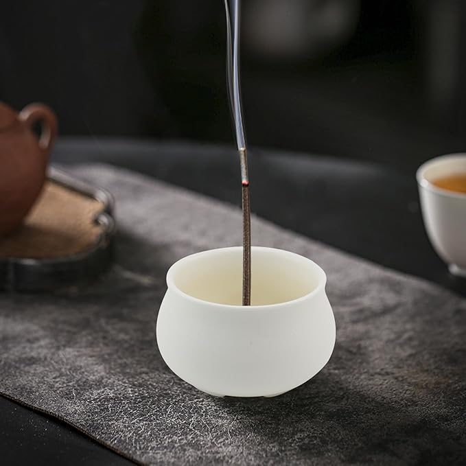 MrMrKura Ceramic Incense Holder for Sticks, Incense Burner Holder Ash Catcher with Non-Slip Pads, Incense Stick Holder for Unique Home Decor/Meditation/Yoga/Gift (White)