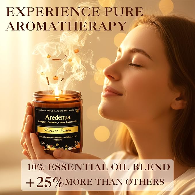 Harvest Season Candle - Fall Candles | Autumn Harvest Scented Candle - 7oz Soy Candles for Home Scented, Long Lasting Fall Scented Candle for Home, Cozy Seasonal Gift for Women Men